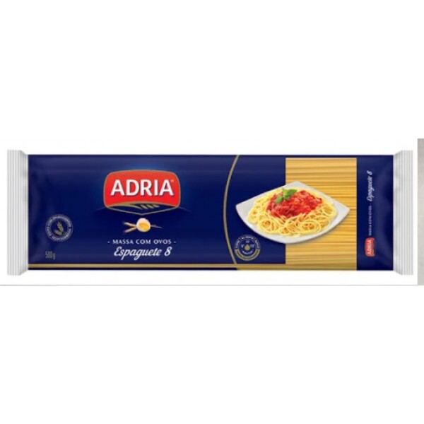 Macarrão tipo Espaguete Adria massa com ovos tamanho 8 - Pacote 500g
